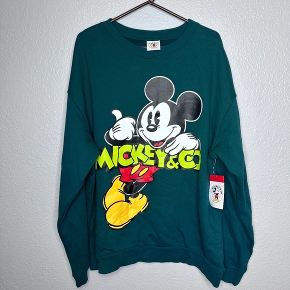 NWT -Disney Mickey & Co Green Sweatshirt - Picture 1 of 6